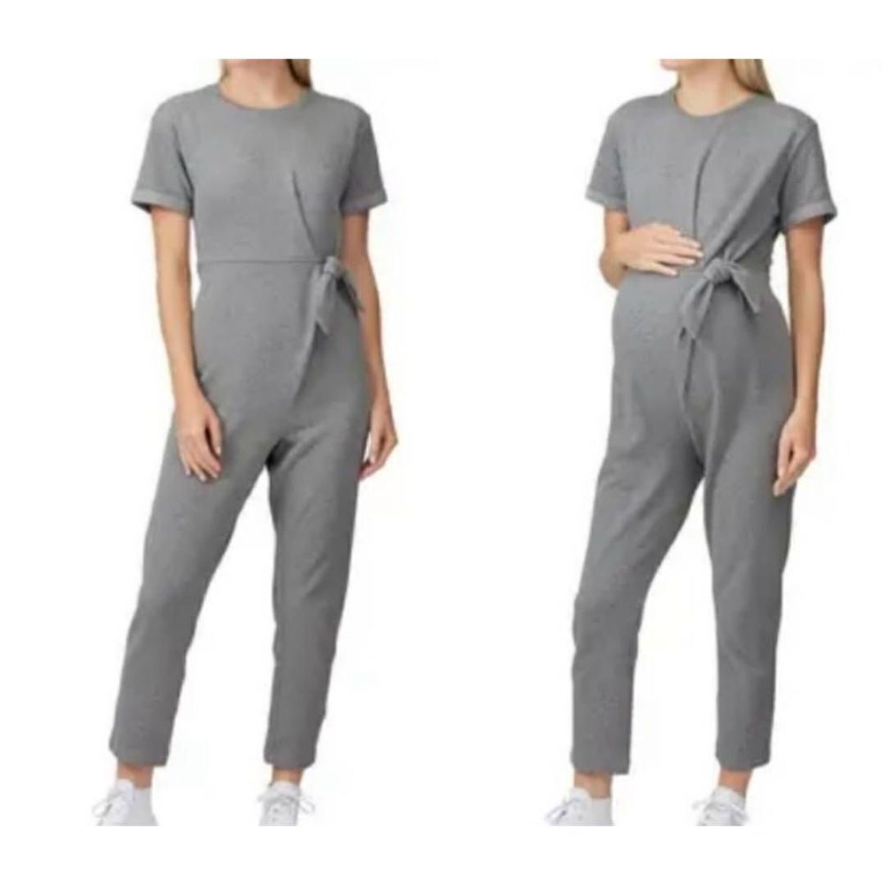 Hatch Maternity Lolo grey Tie Front Jumpsuit Sz 1 (S/M)